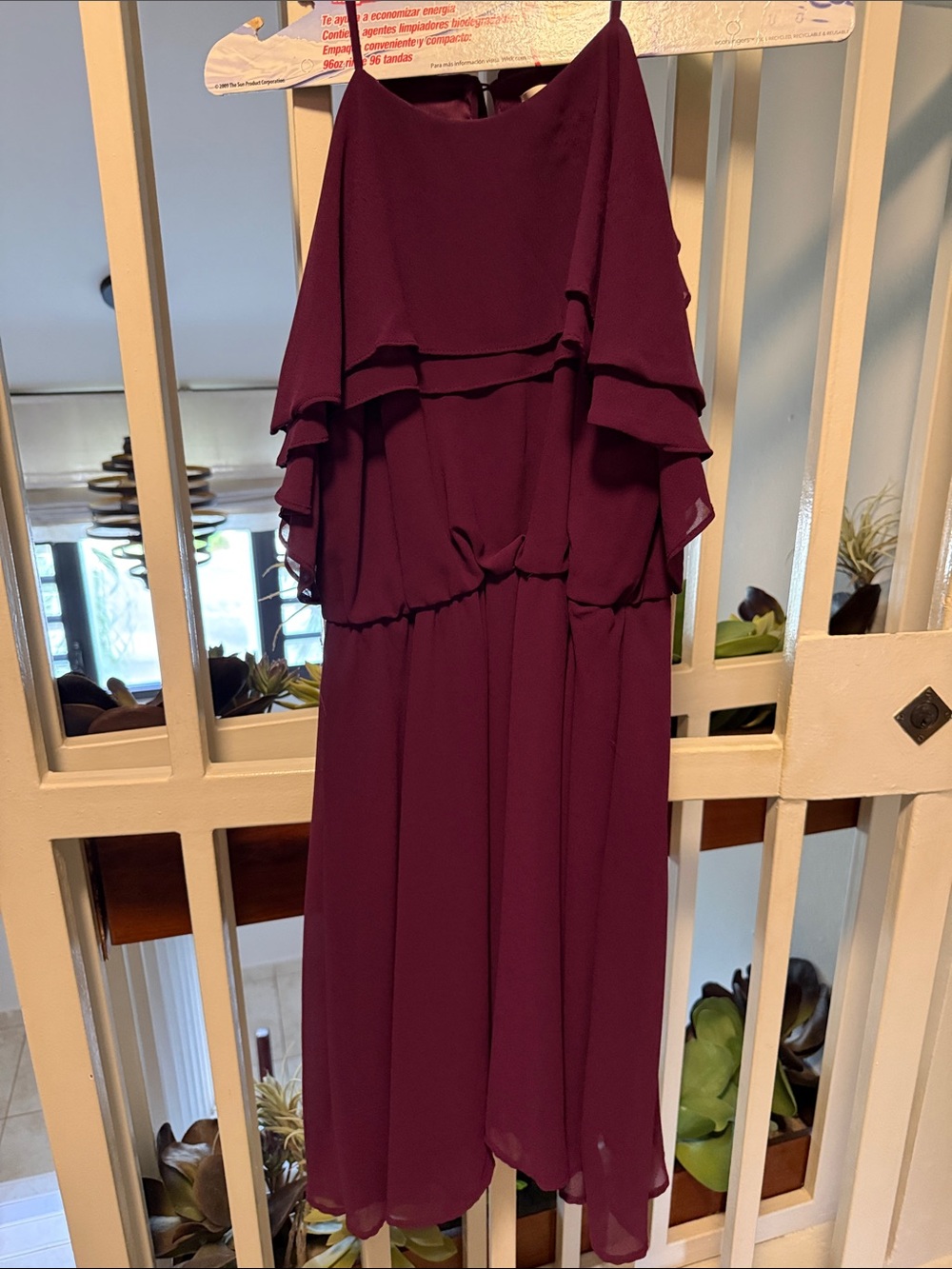 miami Layered Midi Chiffon Dress in Plum